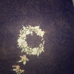 Silver and crystal beaded bracelet/earrings